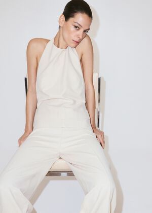 Halter jumpsuit with contrasting de