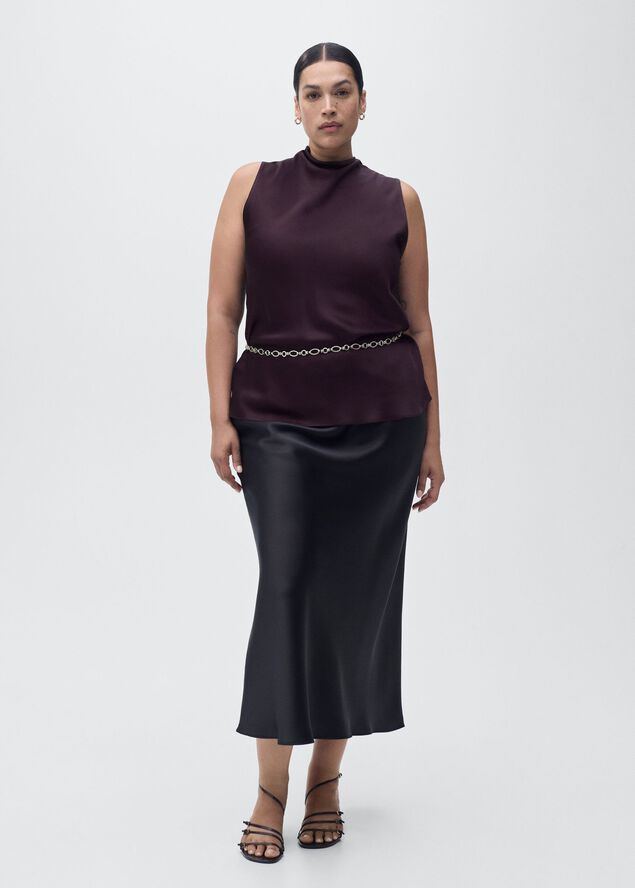 Satin blouse with draped neck