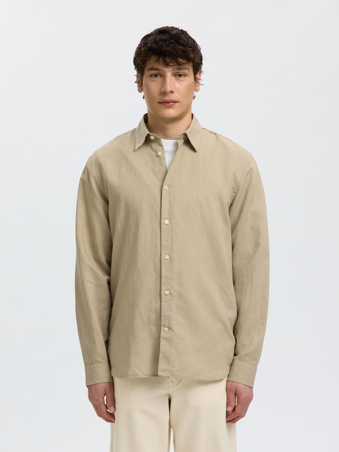 SLHREGCLAY LINENBLEND LS SHIRT CLA