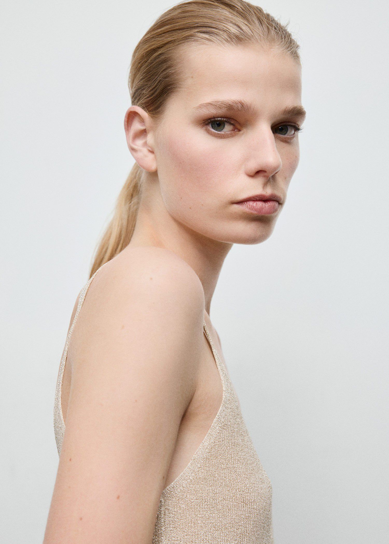 Lurex knitted V-neck top