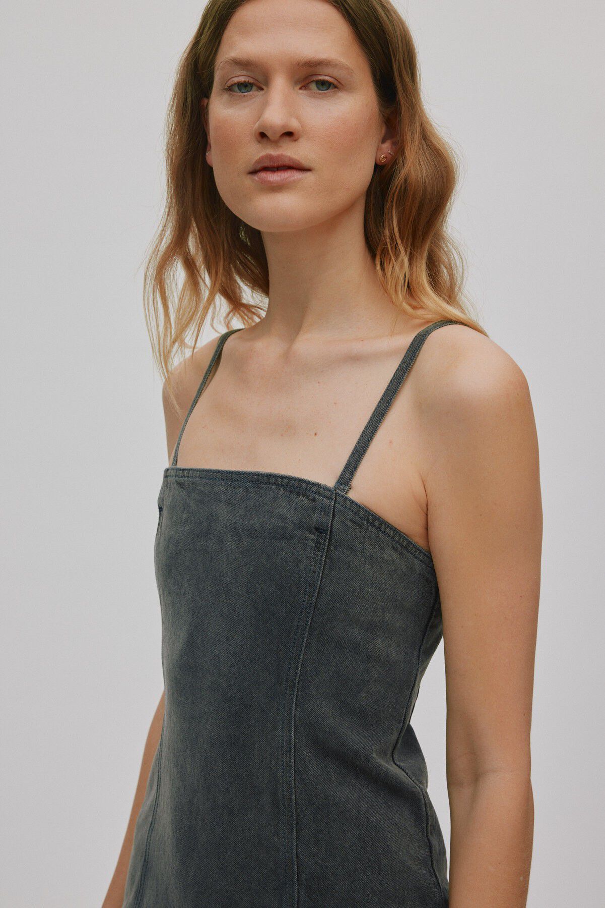 Grey denim fitted dress - Anizette