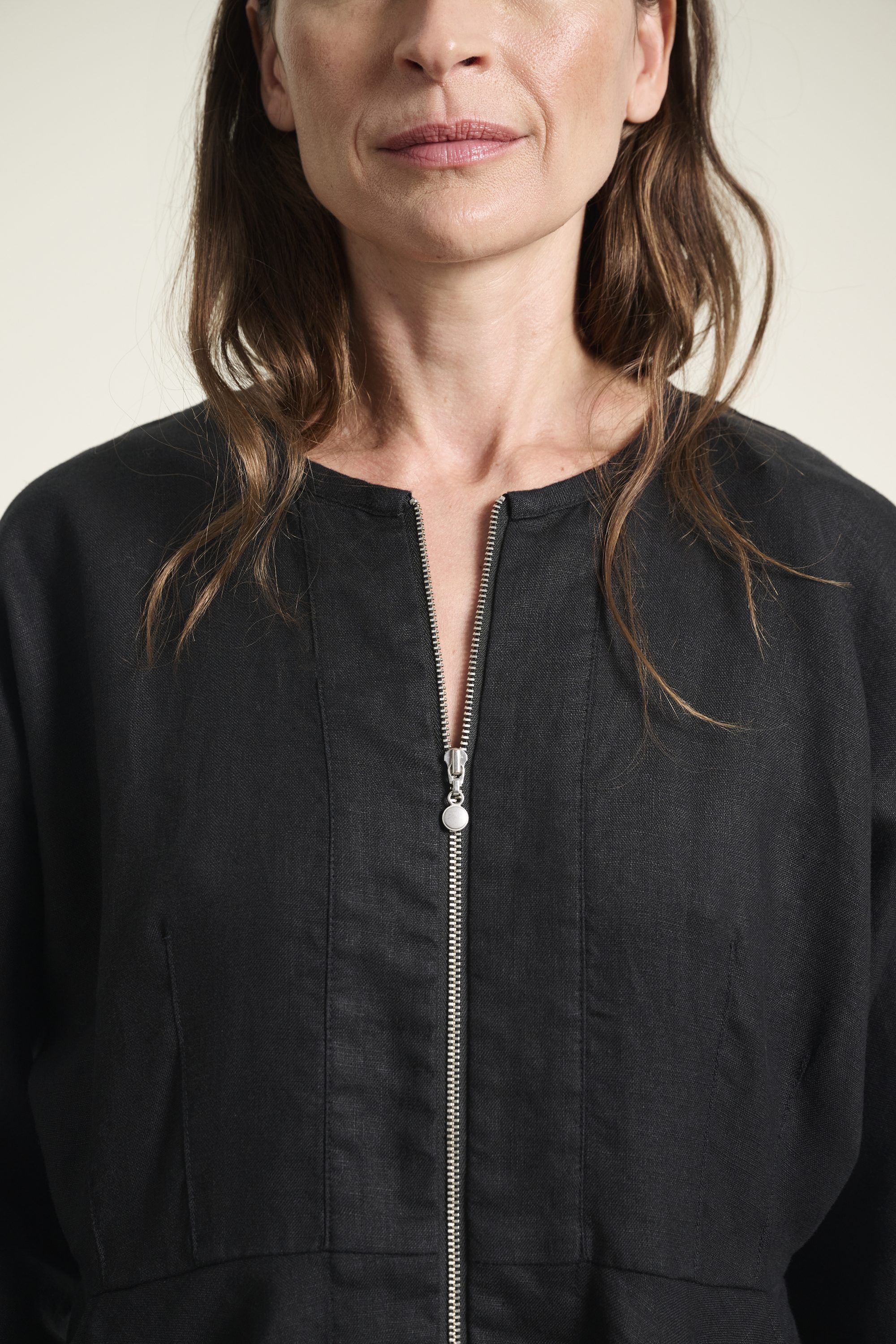 Lazy linen kjole med lynl&aring;s