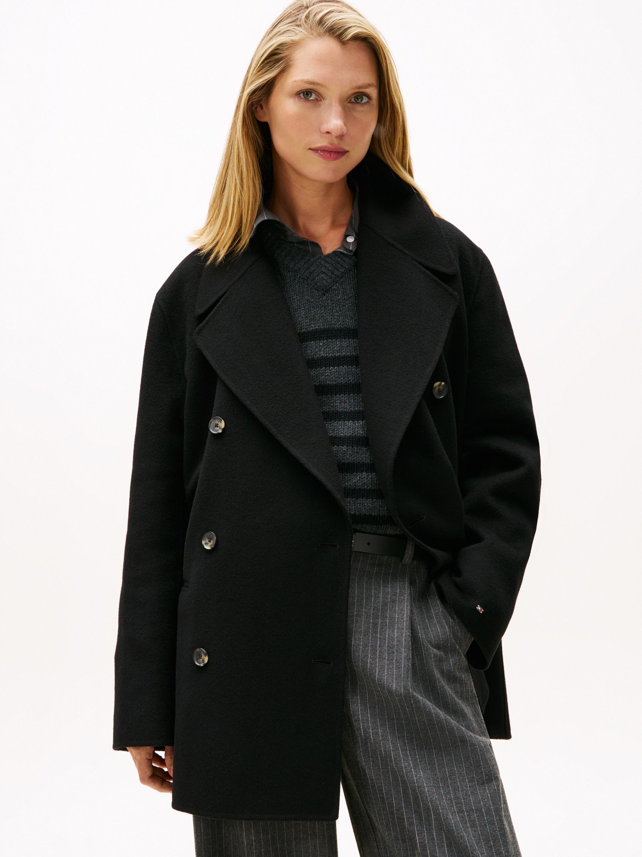 DF WOOL BLEND REG PEACOAT