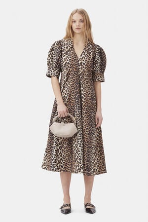 Printed Cotton Poplin V-neck Long D