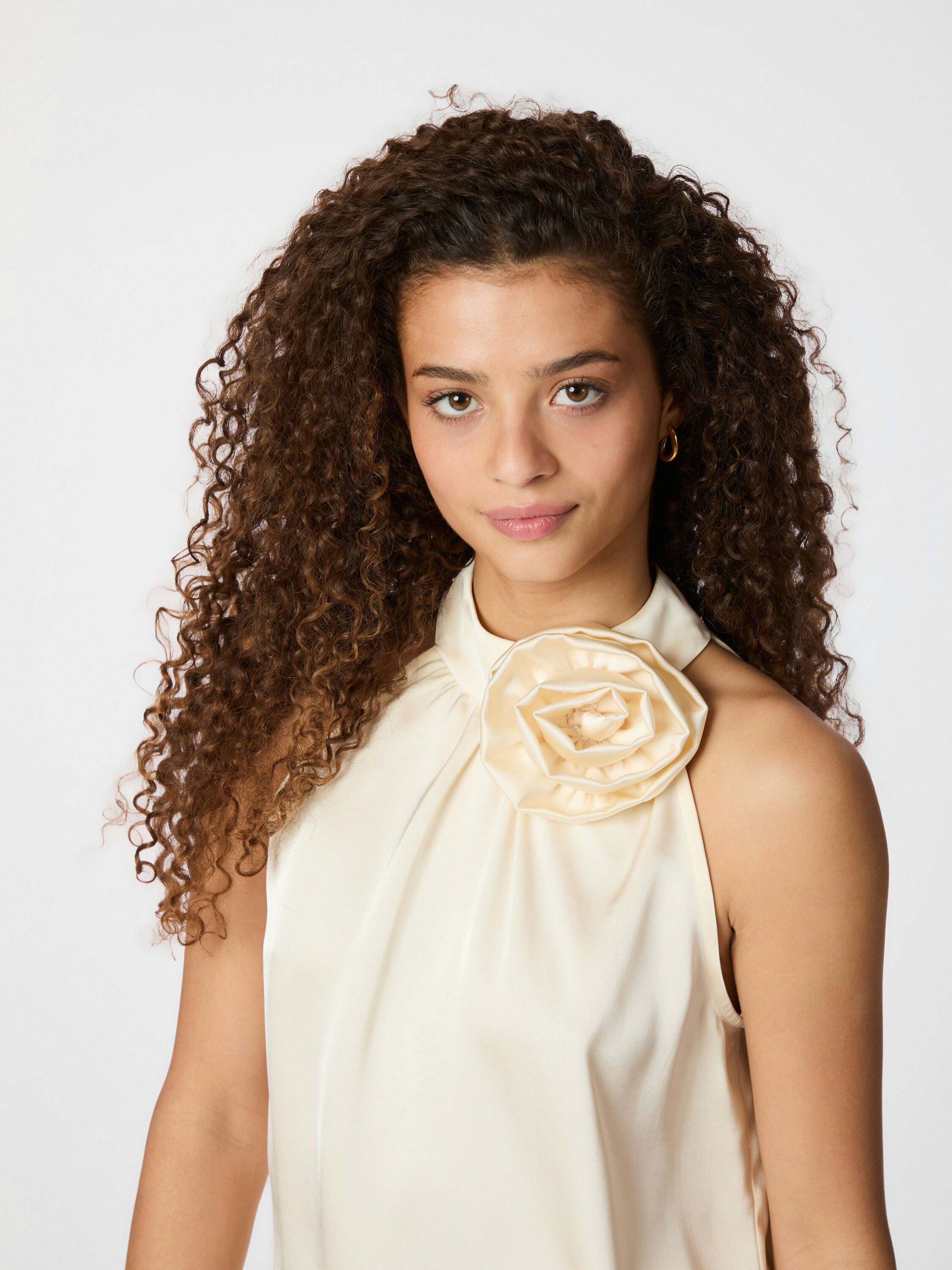 Rosette heavy Sateen Top