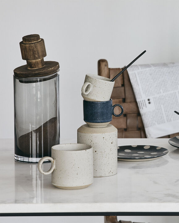 GRAINY saucer/cake plate, dark blue/sand