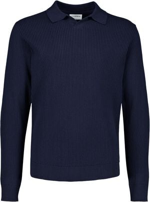 Ribbed L/S v-neck polo