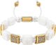 Women's White Ceramic Flatbead Bracelet with Gold CZ