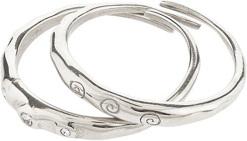 FIRE ringe 2-i-1 s&aelig;t, s&oslash;lvbelagt