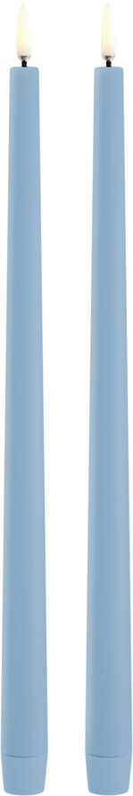 LED slim taper candle, Sky Blue, Smooth, 2-pack, 2,3x32 cm