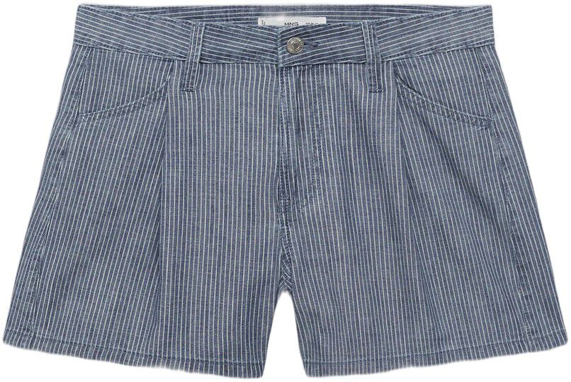 Mid-rise striped denim shorts