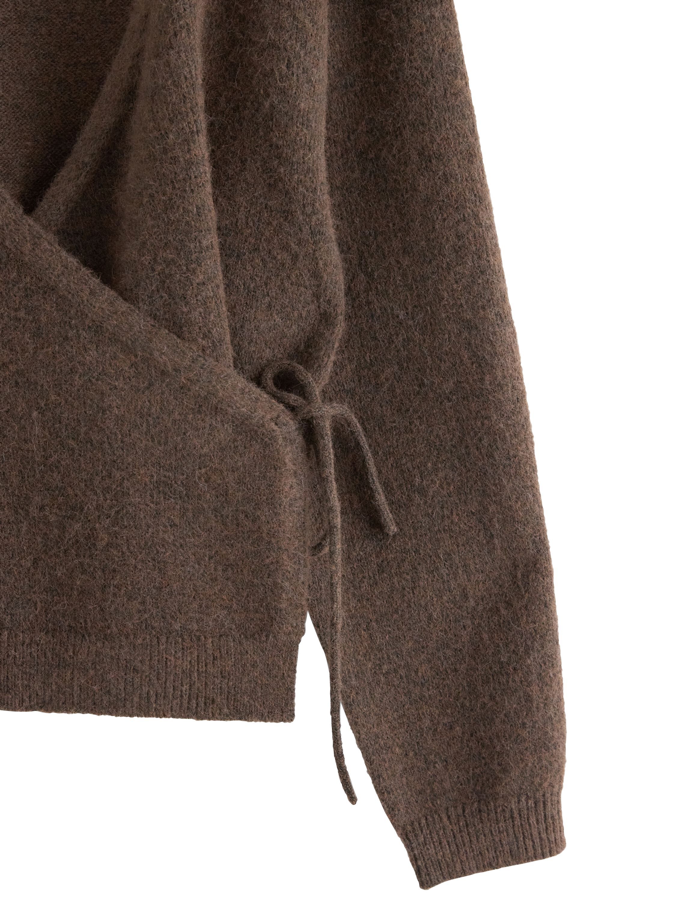 Bl&oslash;d strikket sl&aring;-om cardigan med b