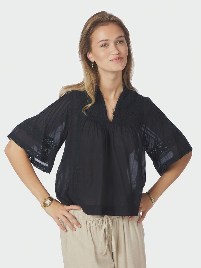 Neo Noir Siama S Voile Blouse - Navy | Magasin.dk