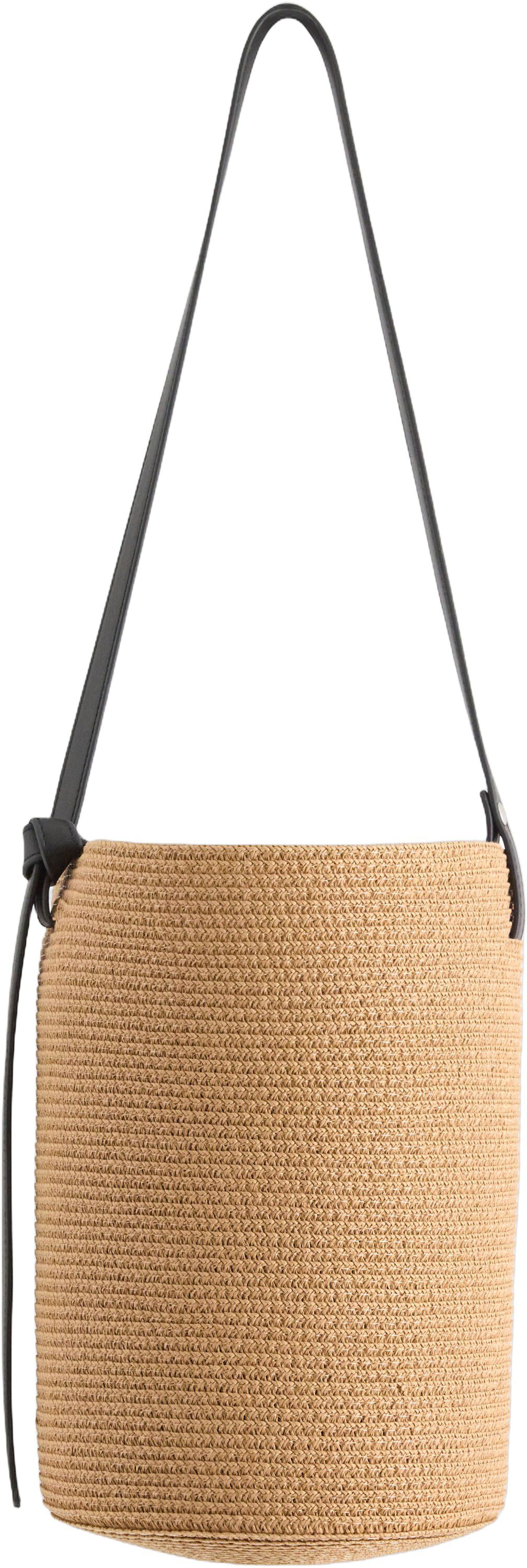 Straw bag with a removable cloth ba