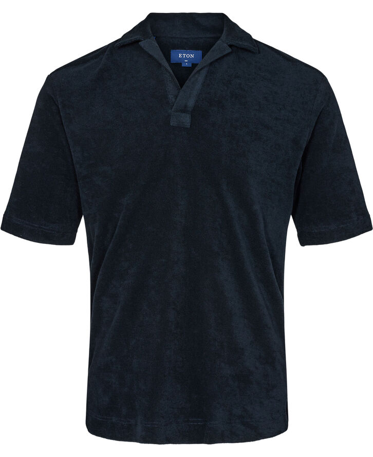 Mid Blue Terry Resort Shirt  Short Sleeve