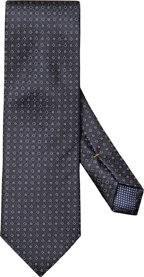 Navy Blue Geometric Wovenl Silk Tie