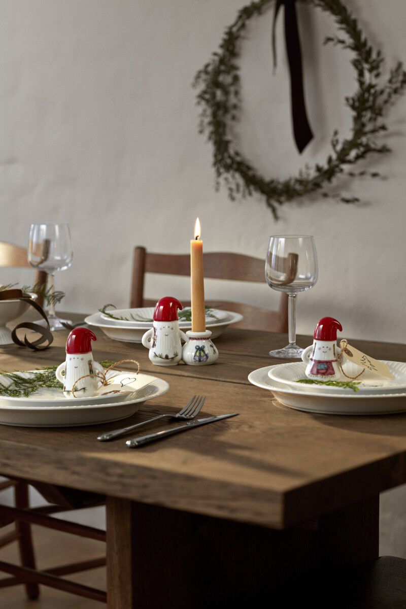 Hammersh&oslash;i Christmas Nissefar lysestage H8. 5 hvid m. deko