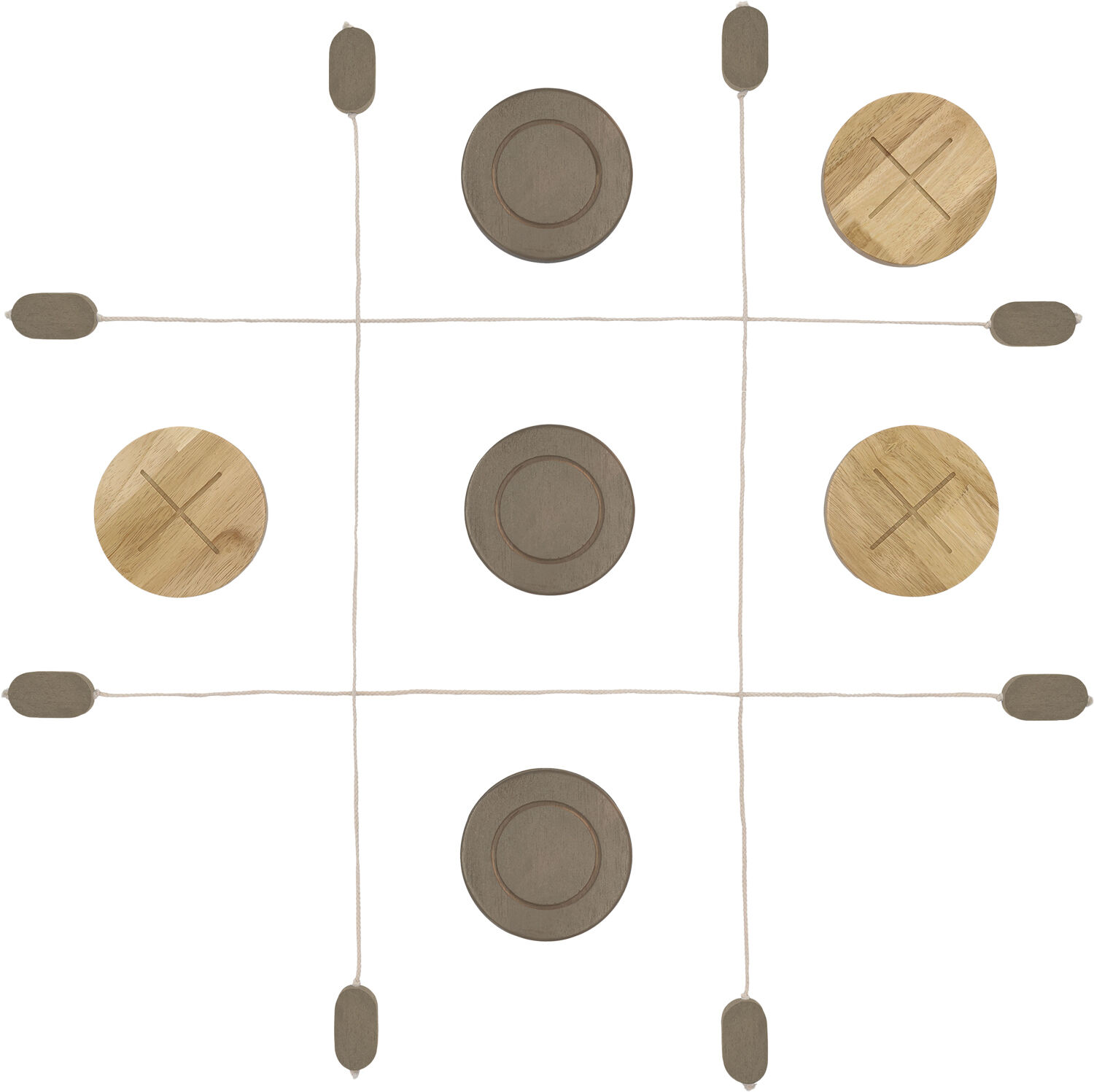 Kryds og bolle 90 x 90 cm Gr&aring;/Brun Gummitr&aelig;