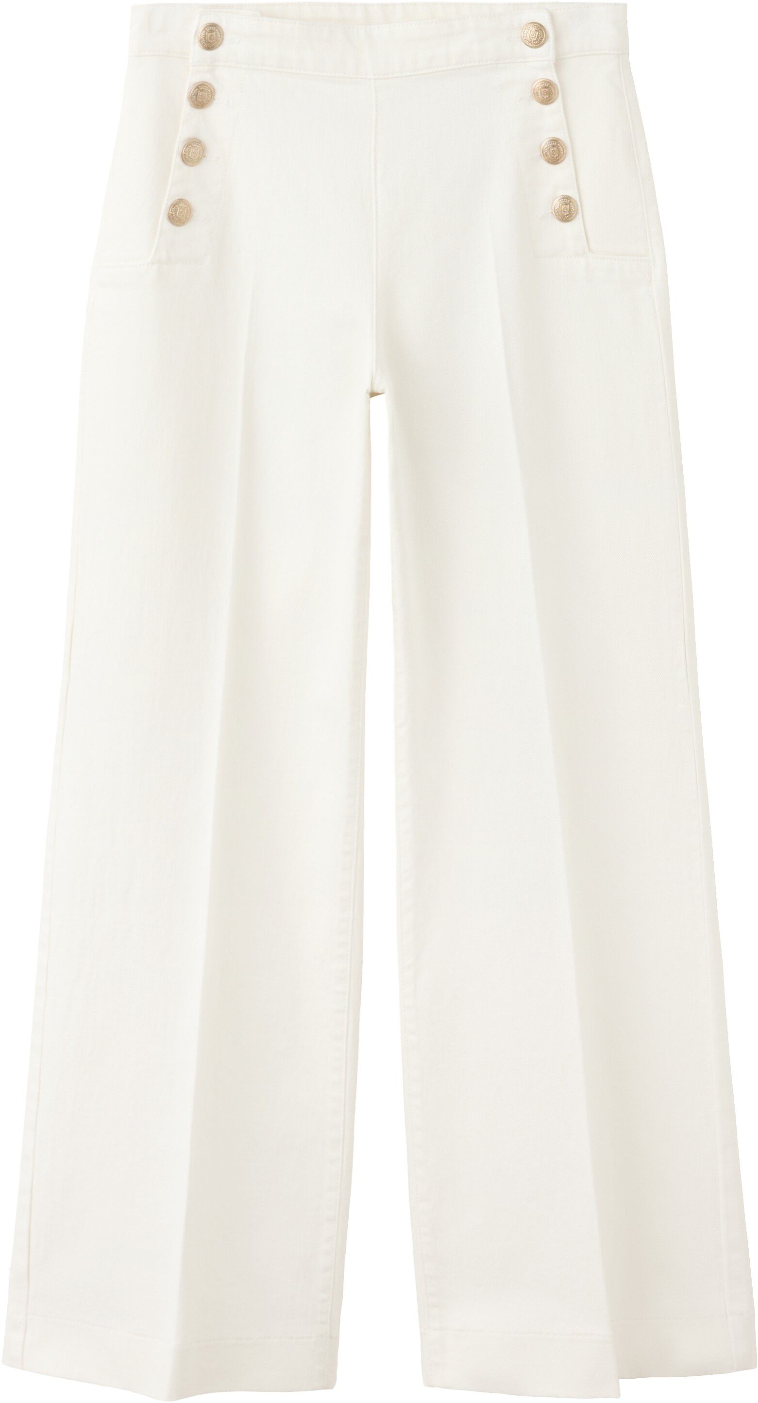 Wide-leg jeans with side buttons