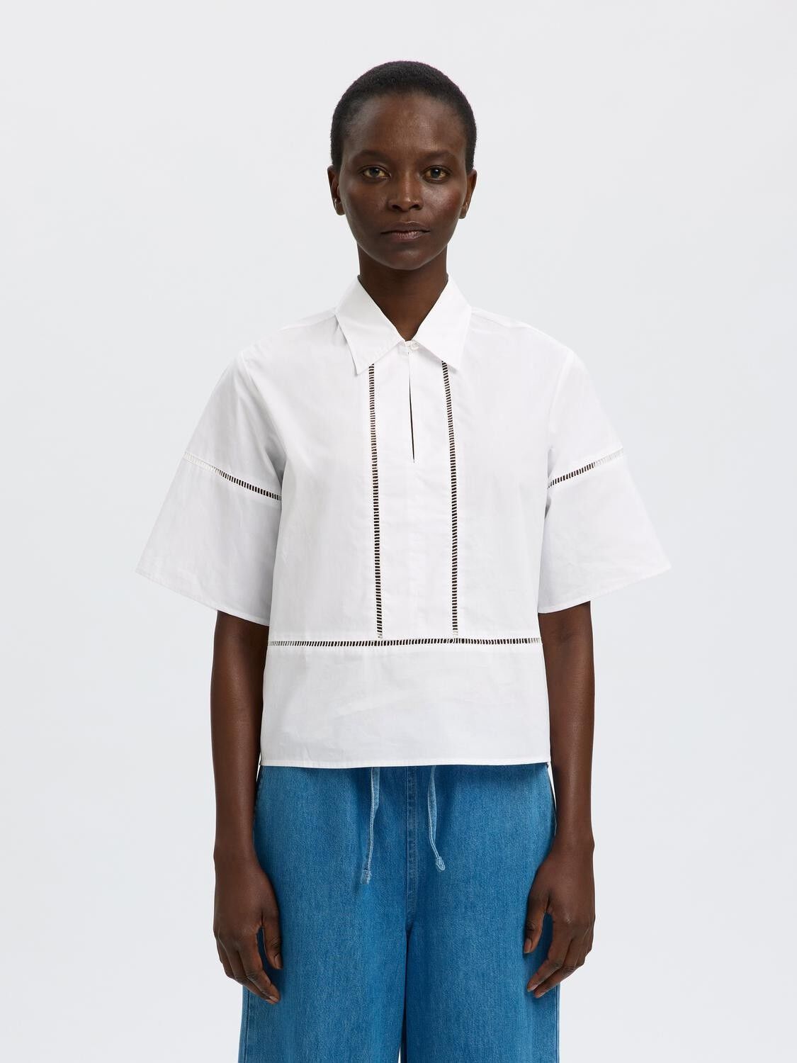 SLFDELIA 2/4 BOXY LADDER STITCH TOP