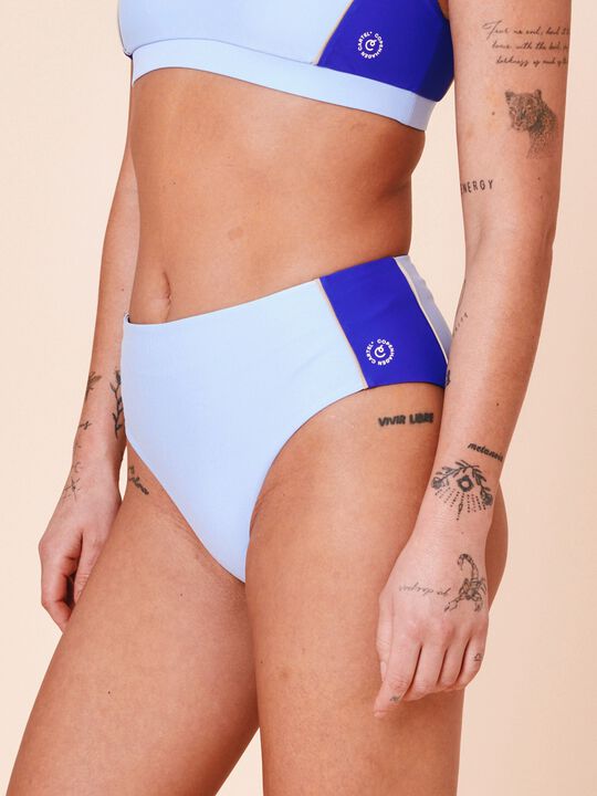 Ubud Colorblock high-waisted bikini bottom - Army/Sand