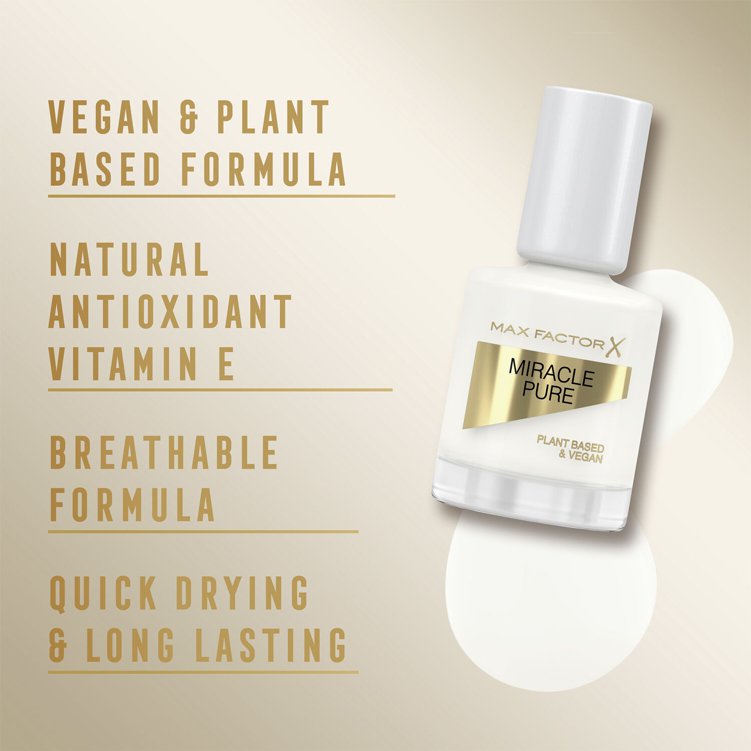 Max Factor Miracle Pure Nail Polish, 155 Coconut Milk, 1. 85 g