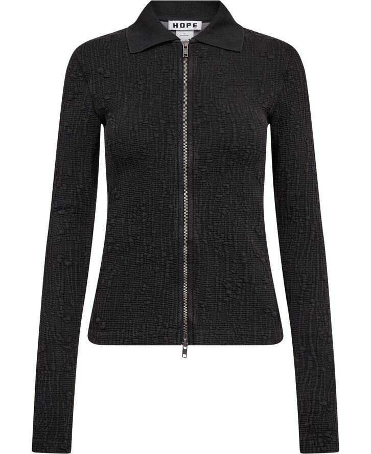 Lyra zip cardigan Faded Black Interlock-36