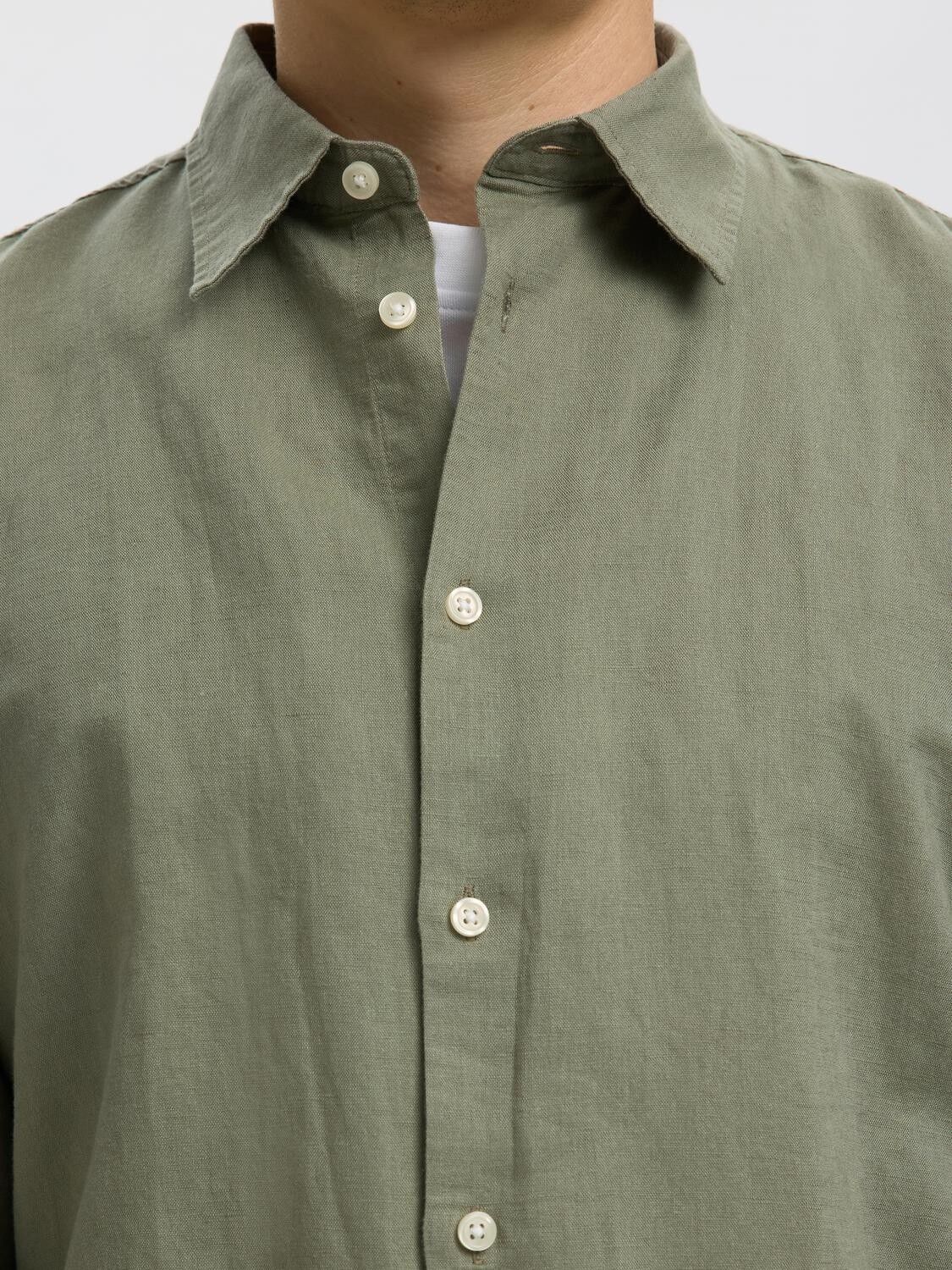 SLHREGCLAY LINENBLEND LS SHIRT CLA