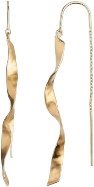 Long Twisted Hammered Ørering - Forgyldt
