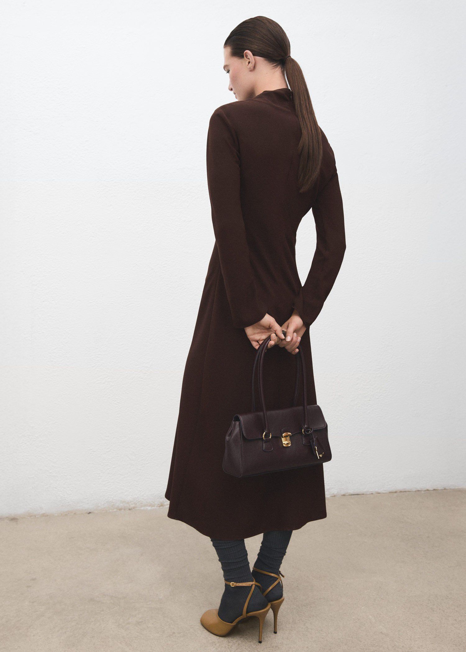 Ruched dress with draped neckline