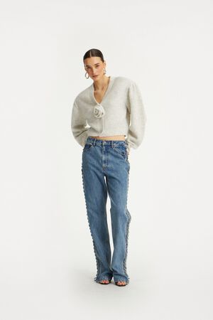 LACED STRAIGHT LEG JEANS