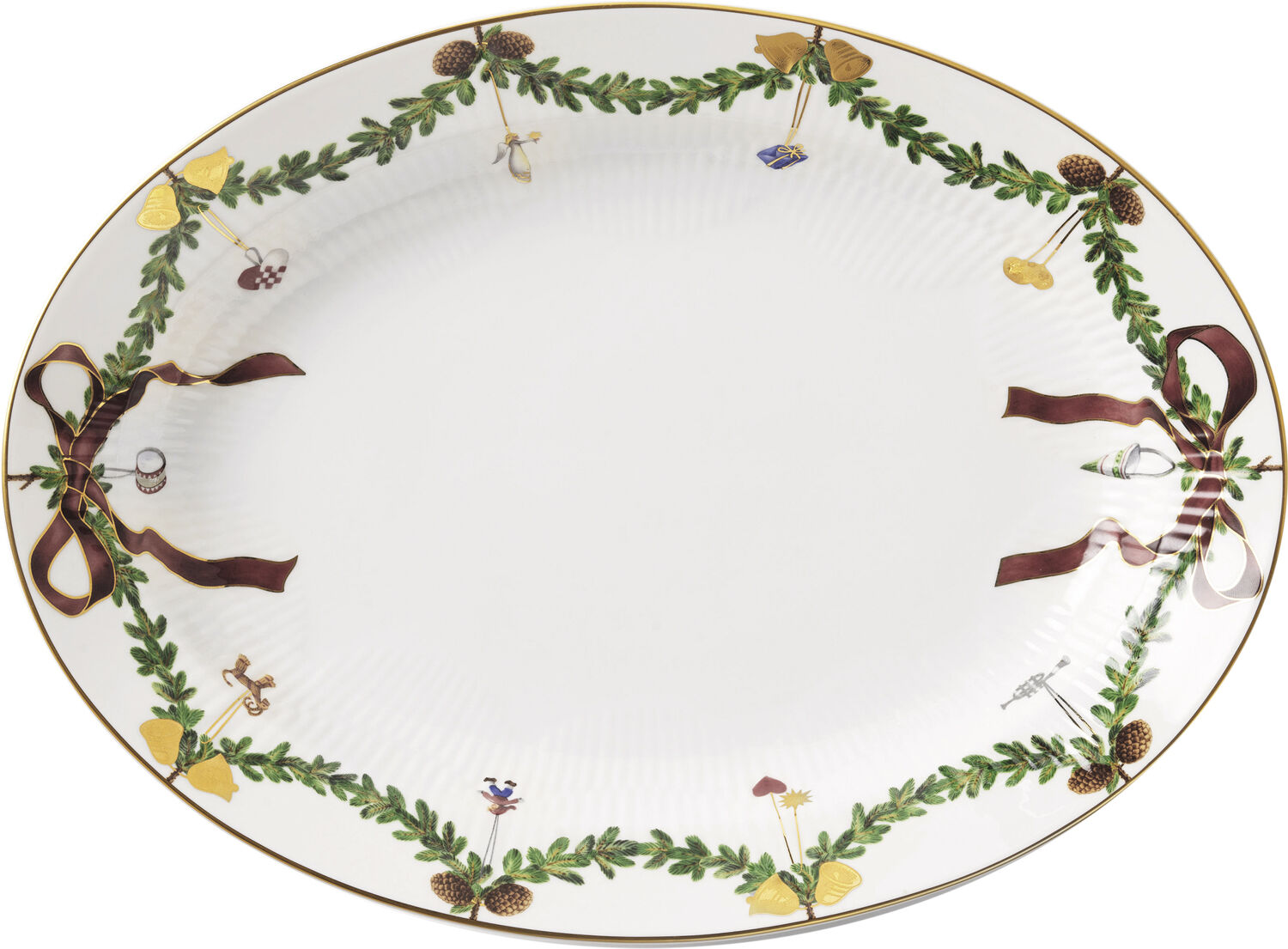 Stjerne Riflet Jul Fad ovalt 34 cm