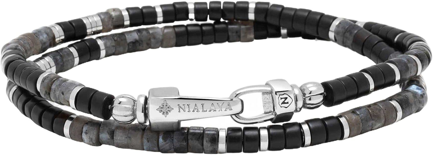 Black Onyx & Labradorite Heishi Wrap Bracelet