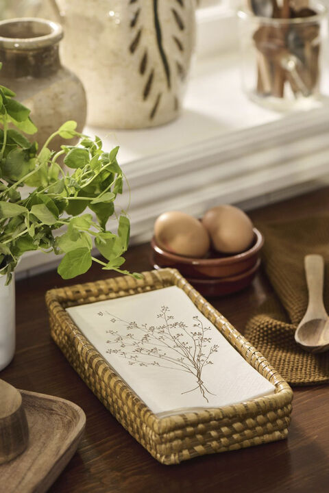 Serviet brun blomstersilhuet 16 stk pr pakke