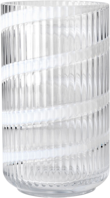 Lyngby Vase H25 cm swirl hvid mundbl&aelig;st glas