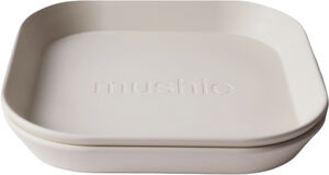 Mushie tallerken i firkantet form 2-pak - Ivory