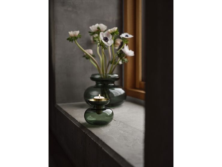 Vase/Lysestage Inu 11 x 10 cm Smoked Grey/Steel