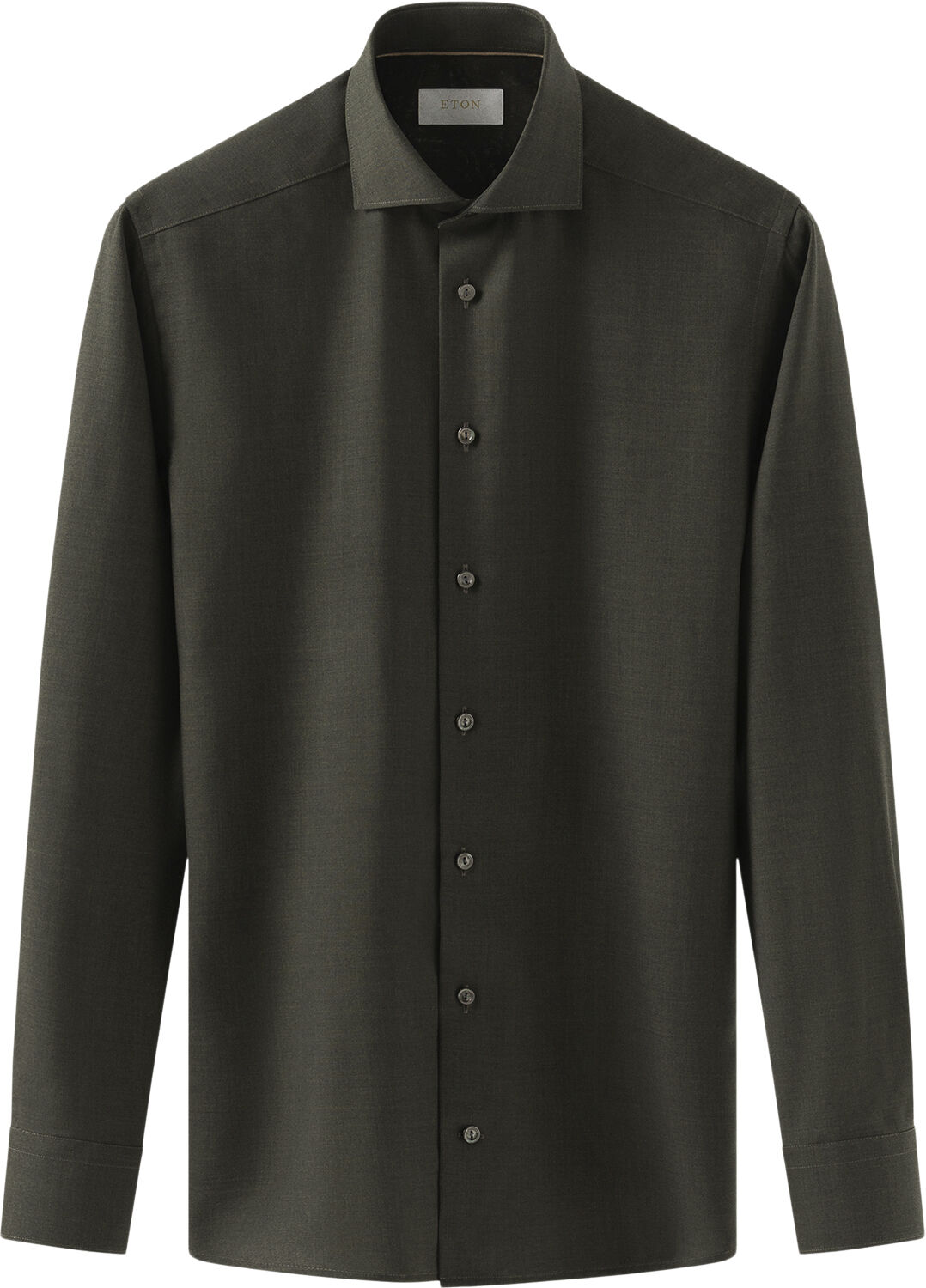 Slim Fit Dark Green Solid Merino Wool Shirt