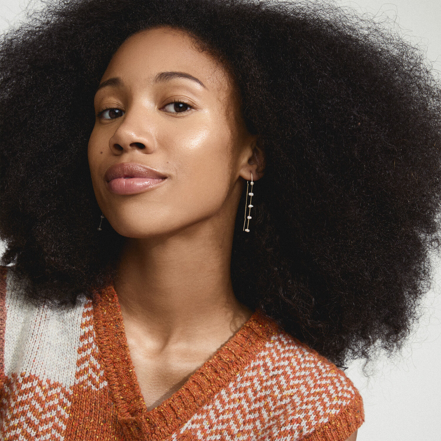 ZENAIA pearl chain earrings gold-plated