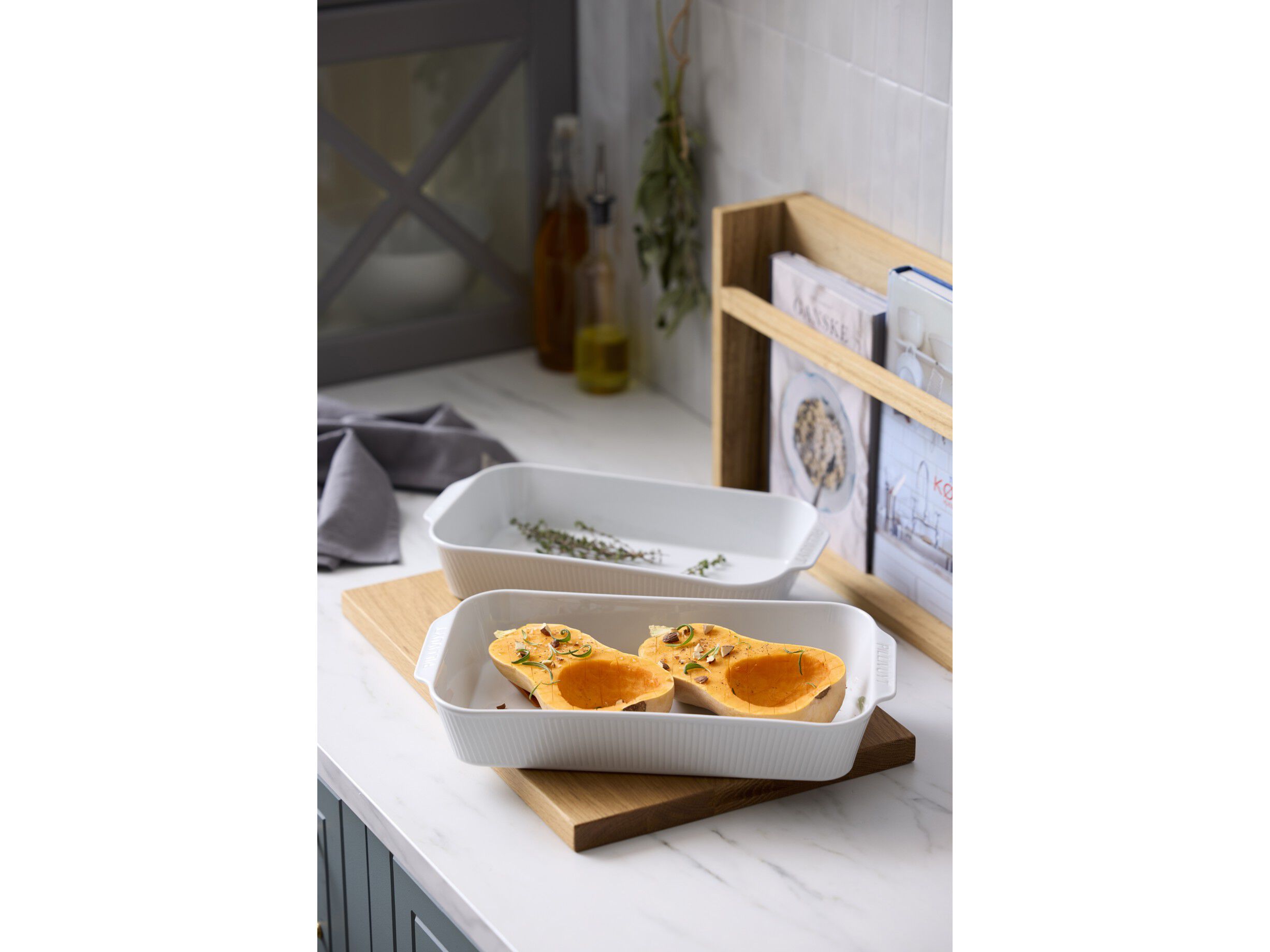 Fads&aelig;t dybt Pliss&eacute; 35 x 19 cm + 38 x 21 cm 2 stk. Hvid