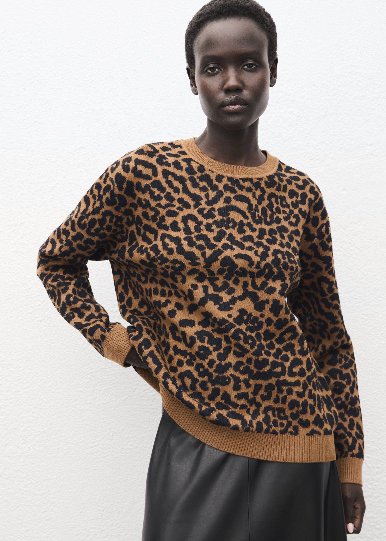 Leopard-print knitted sweater