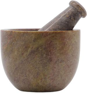 Mortar w. pestle, HDArb, Brown