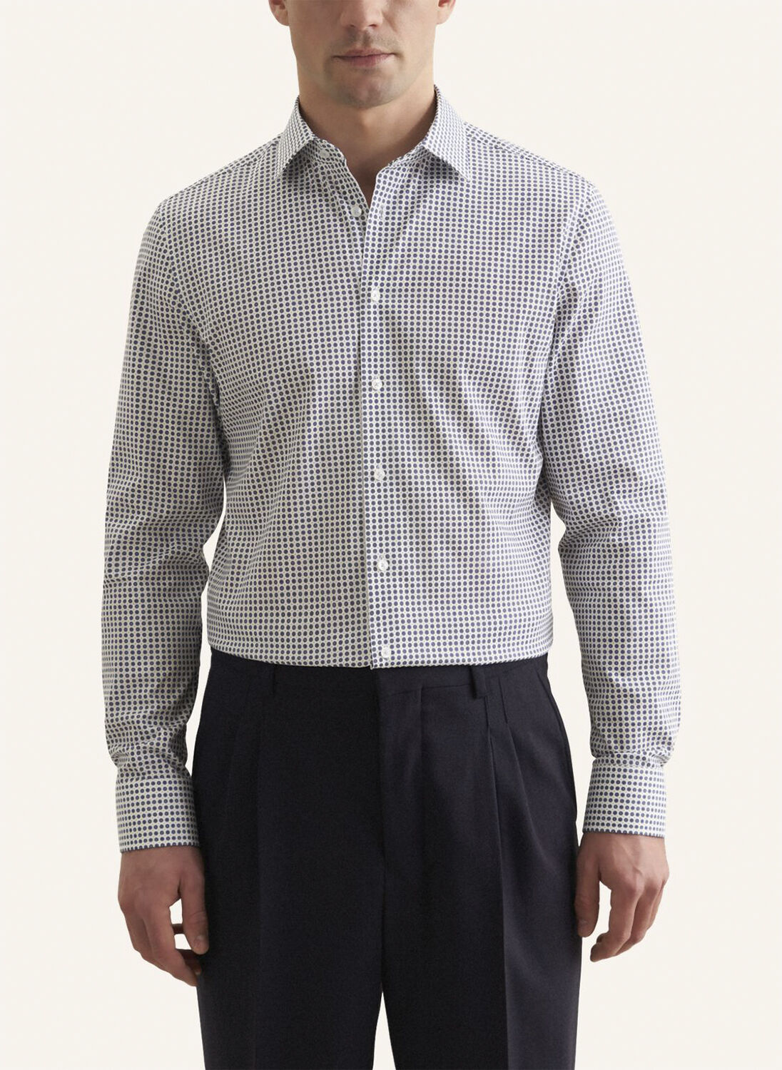 Performance shirt Slim Long sleeve Kent-Collar Print