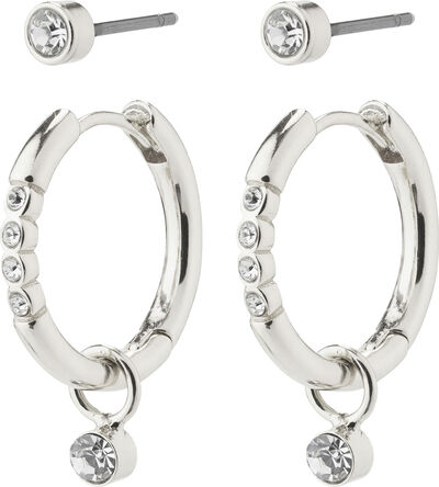 ELNA recycled crystal earrings 2-in-1 set silver-plated