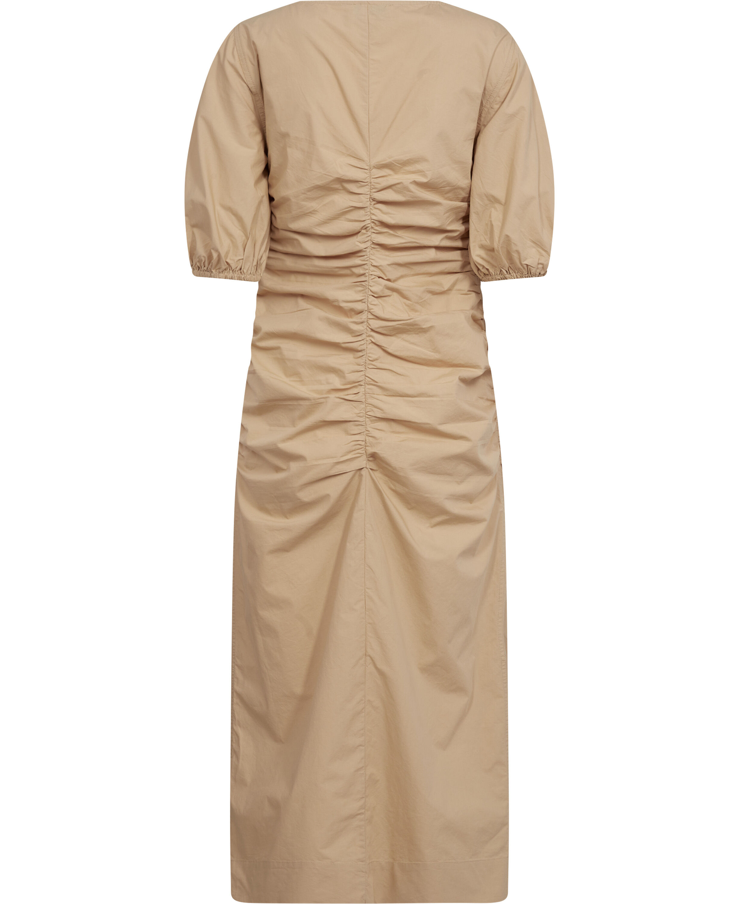 Cotton Poplin Gathered Open-neck Ma