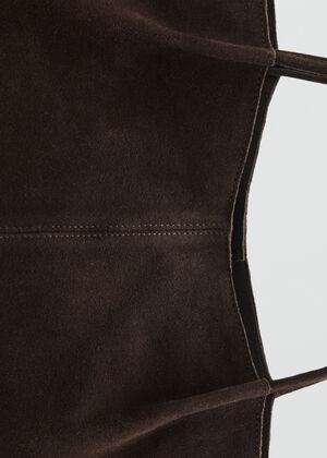 Suede leather shopper bag