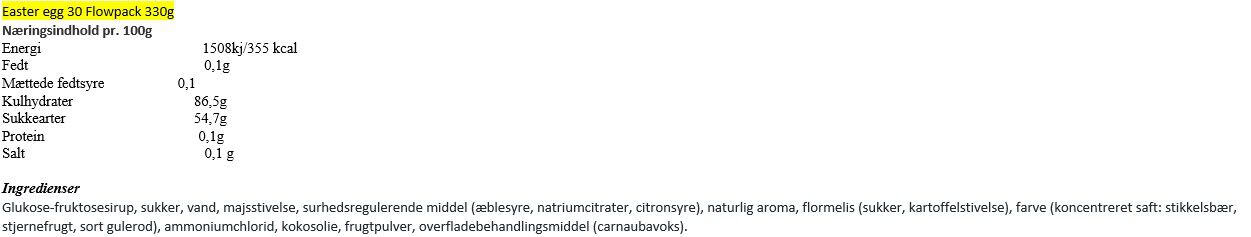 Easter egg 30 Flowpack 330g