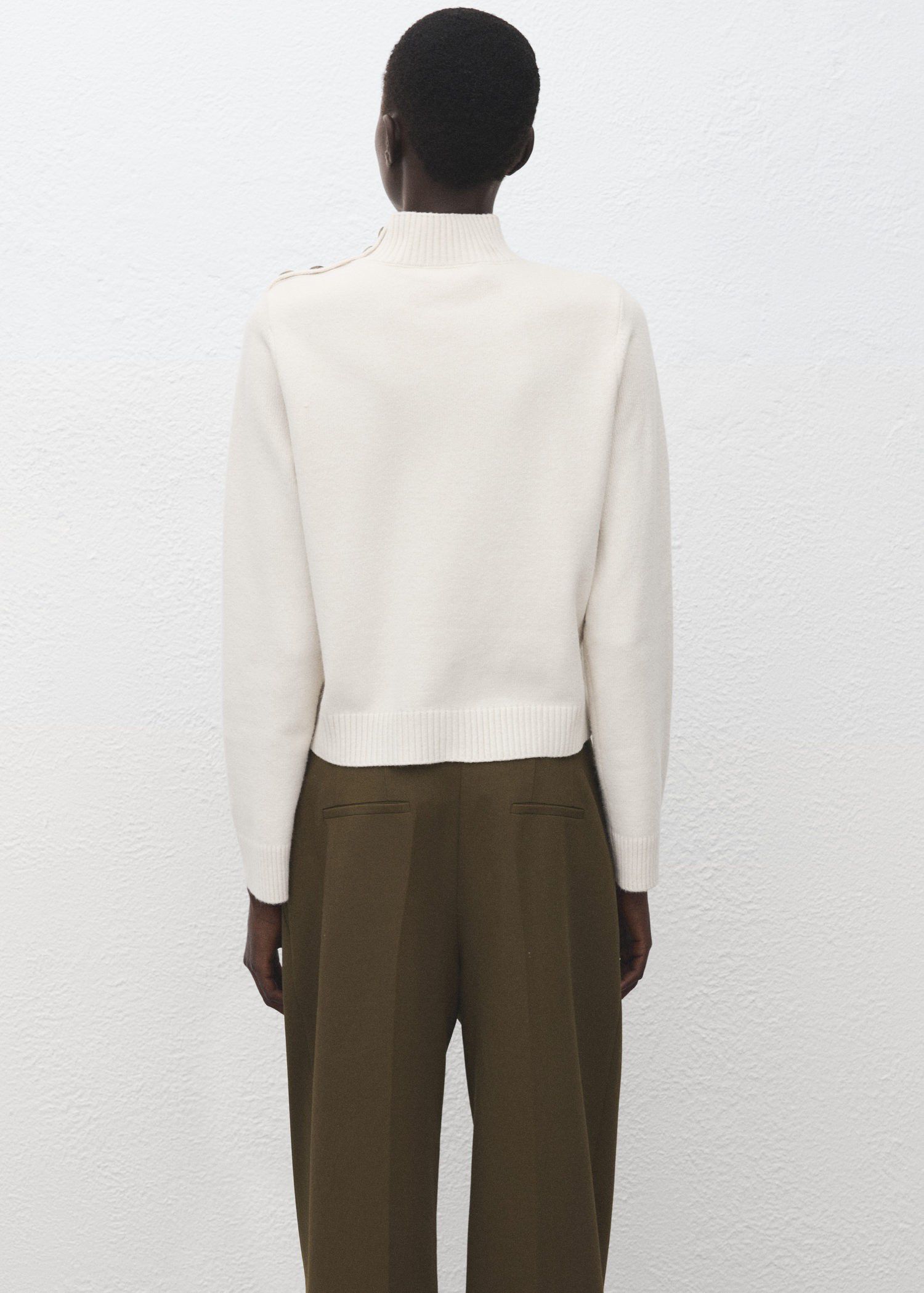 Perkins-neck sweater with button