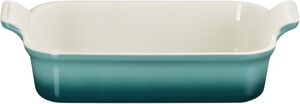 Le Creuset Signature stent&oslash;j Heritage rektangul&aelig;rt fad 26cm Bleu Rivie