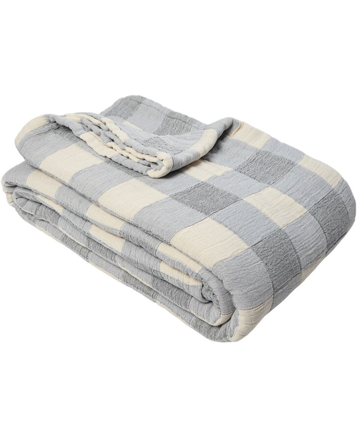 Bedspread 230x260cm blue check